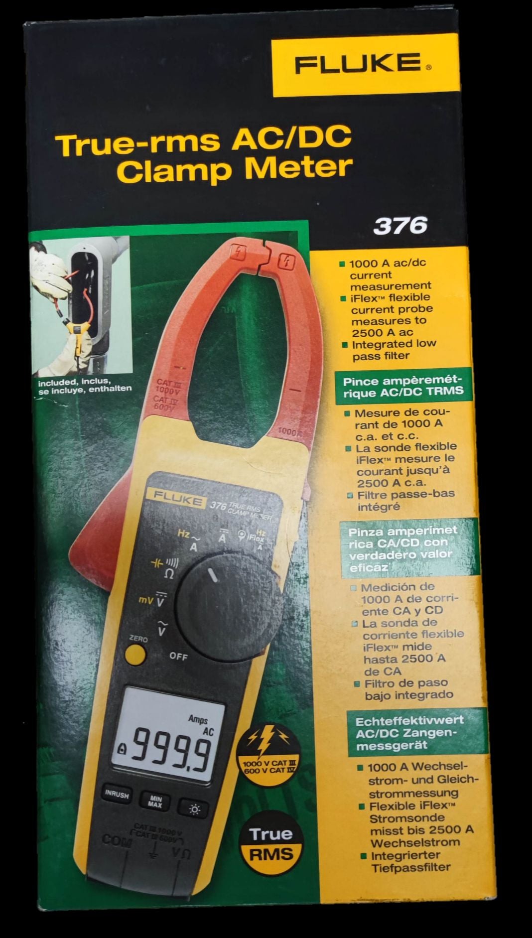 Clamp Meter with Loop 1000A with iFlexi Loop Fluke 376, Clamp Tester True-RMS AC/DC