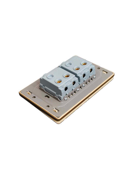 Grazen 2 Gang 1 Way Switch with Plate Cover 15A 220V Available in Grey, Black, White and Gold GW-003