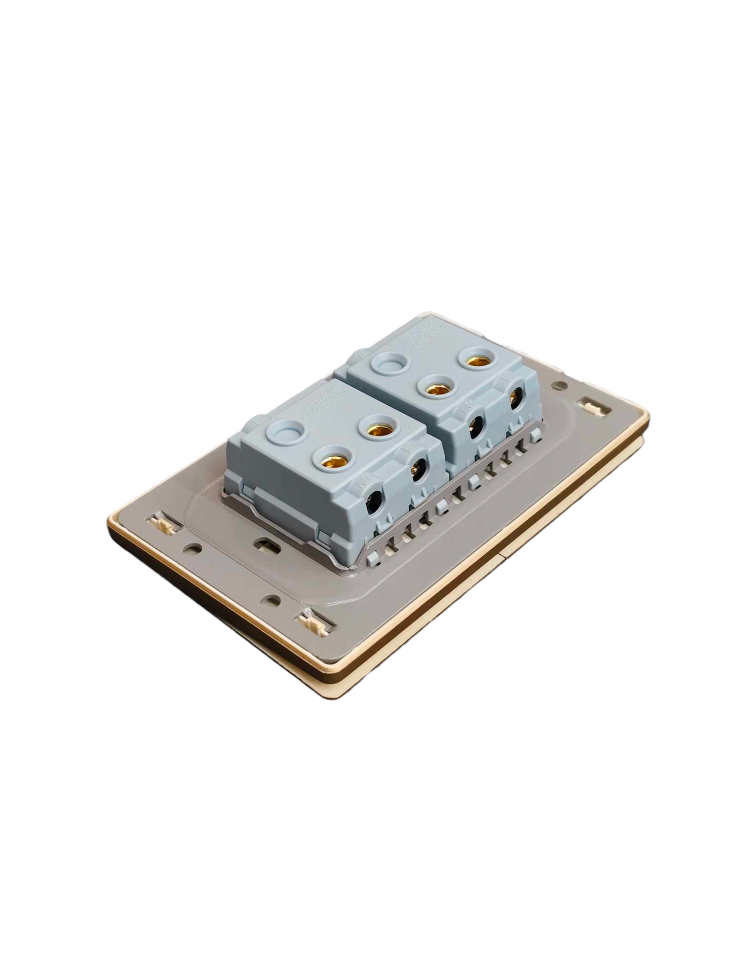 Grazen 2 Gang 1 Way Switch with Plate Cover 15A 220V Available in Grey, Black, White and Gold GW-003