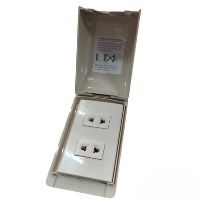 Omni Weatherproof 2 Gang Universal Outlet 15A 250V with Plate Wide Series WPP-601+(WWP-112+WWU-200x2)