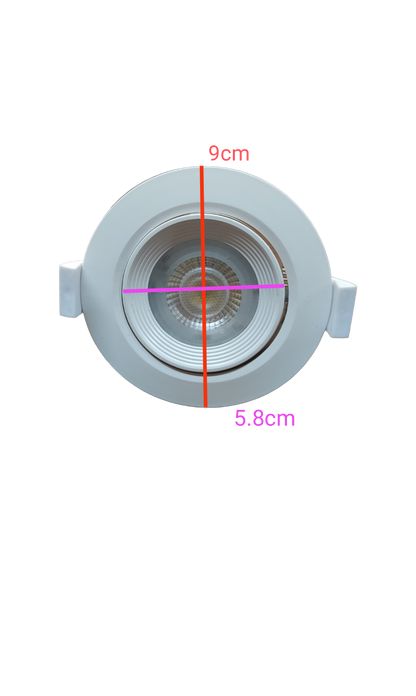 Ecolum 5W Daylight Tiltable Recessed Downlight 3.5 inch 220V 6500K 3.5" LED Downlight Swivel 220V 6500K Flush
