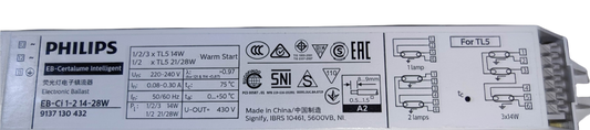 Philips Electronic Ballast 1x14W  2x14W  3x14W  1x28W 2x28W 1x21W 2x21W 220V, T-5 Ballast for 1/2/3 TL5 14W,  1/2 x TL5 21W/28W ( Philips) EB-Certalume Intelligent EB-Ci 1-2 14-28W