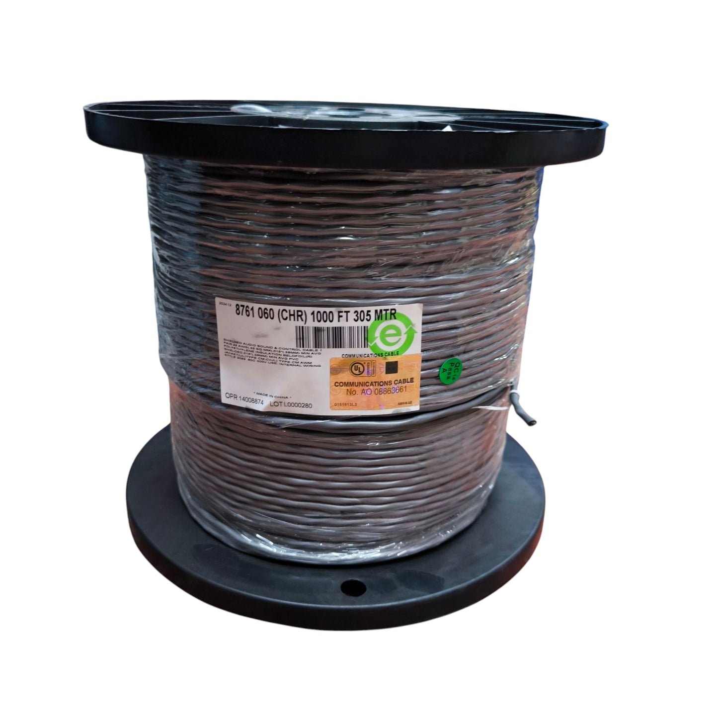 Spool of Belden 22AWG shielded cable wire for reliable signal transmission and protection