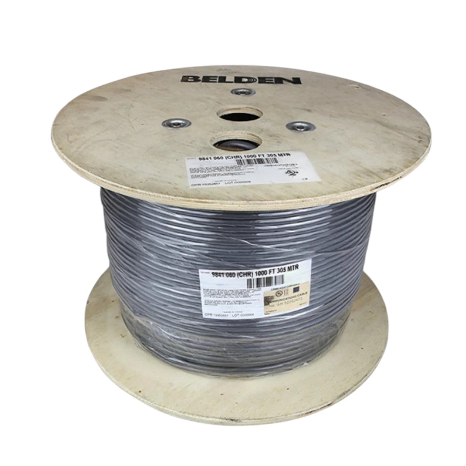 Belden 9841 RS485 cable on a spool, ideal for reliable data communication applications