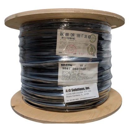Belden 9841 RS485 cable on wooden spool, ideal for reliable industrial communication systems