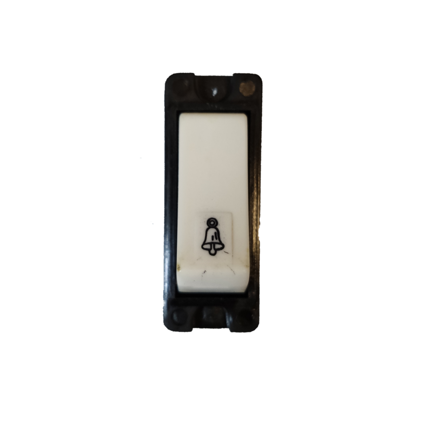Surer Bell Push Button Switch Modern Series 455 with white button and bell icon for door chimes