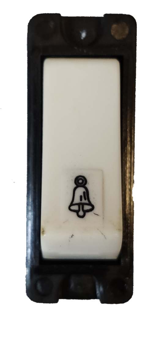 Surer Bell Push Button Switch Modern Series 455 with white button and bell icon for door chimes