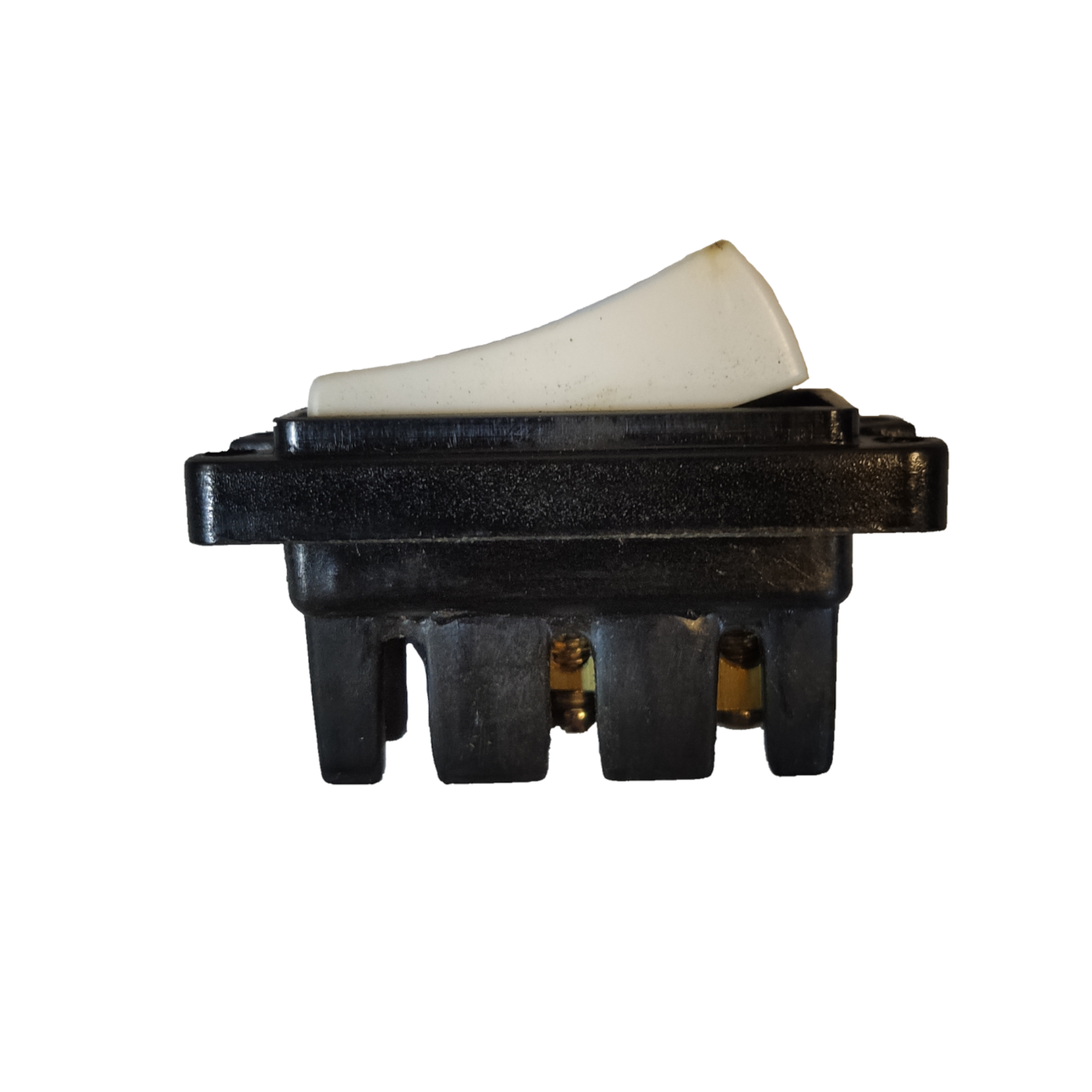 Surer Bell Push Button Switch Modern Series 455 with black base and white toggle for door chimes