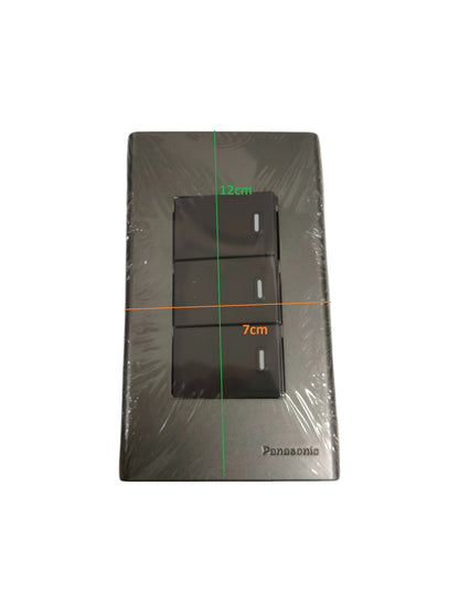 Panasonic 3 Gang 1 Way Switch 16A 250V with Plate Cover Metallic Gray WEG6803MH-1/3XWEG5001HK-5