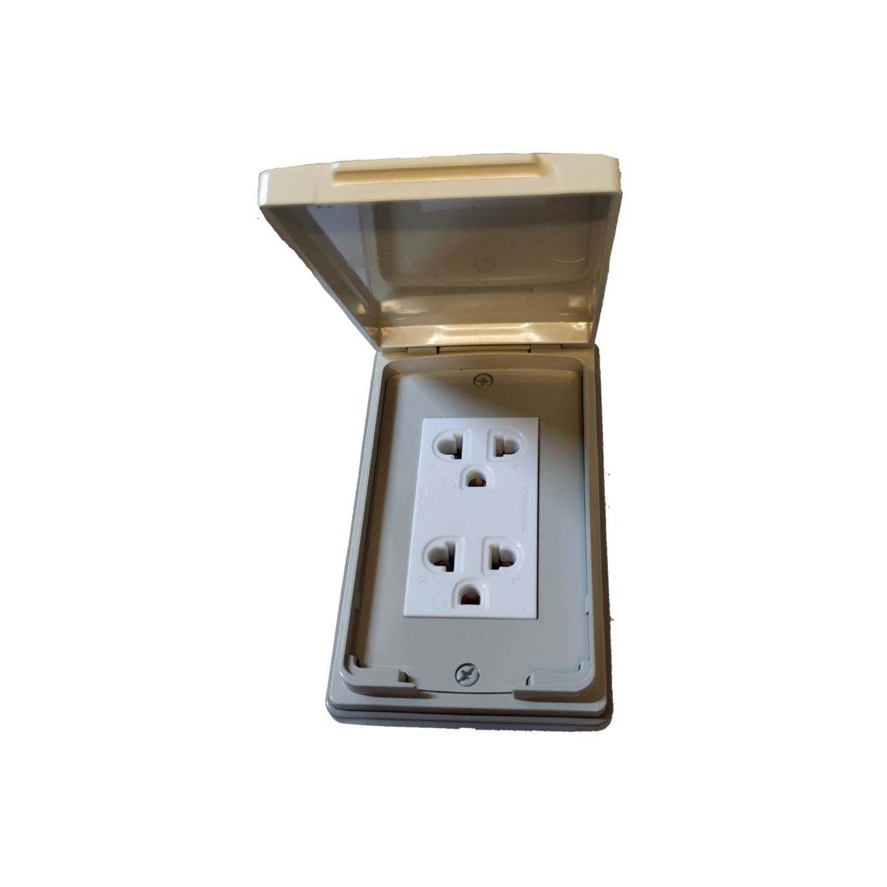 Panasonic Duplex Universal Convenience Outlet with Weatherproof Plate Cover, Weatherproof Duplex Universal Outlet Wide Series, Duplex Receptacle with Ground and Weatherproof Plate Cover WEG15925-5 / WEG7903