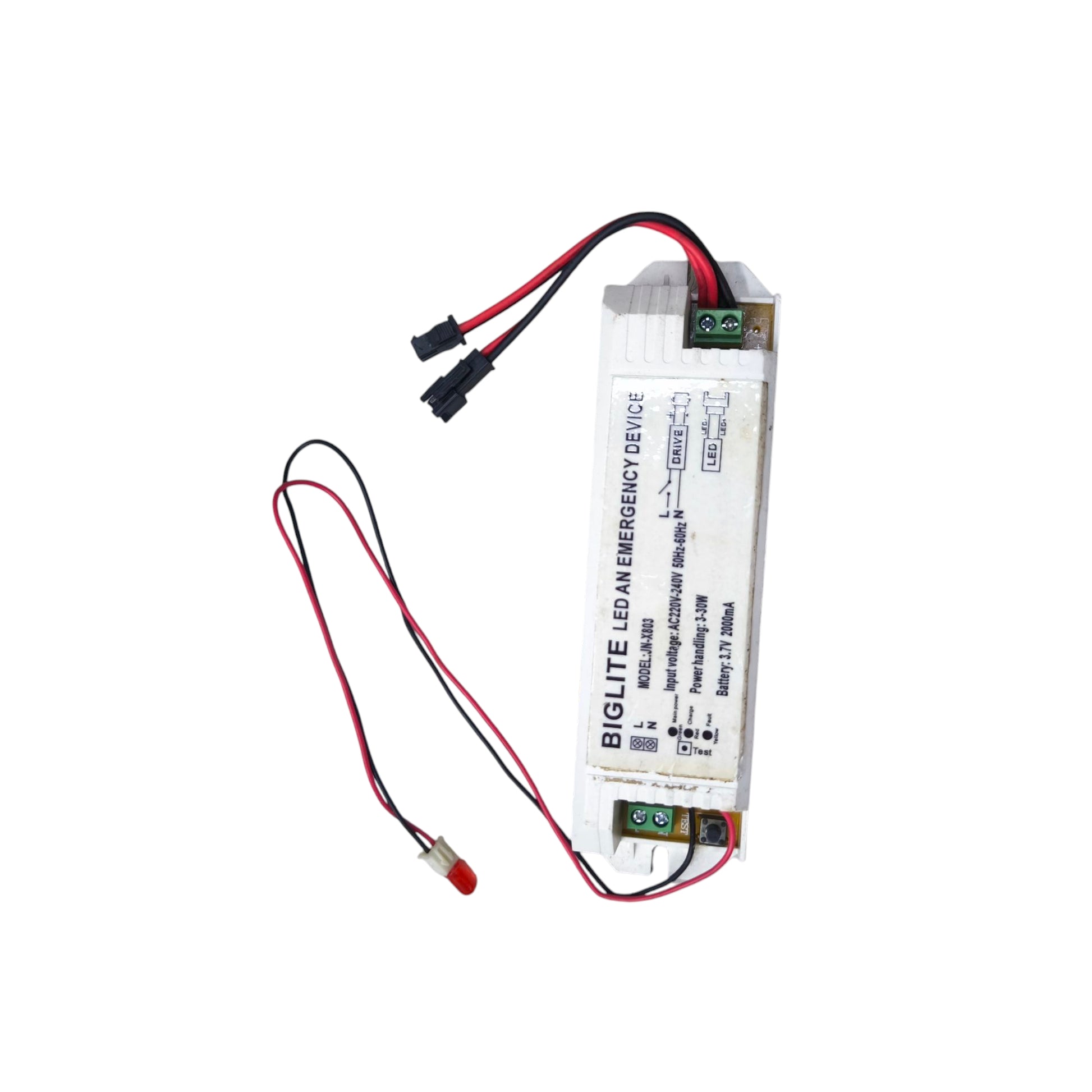 Biglite LED downlight emergency driver with connecting wires for backup lighting in emergencies