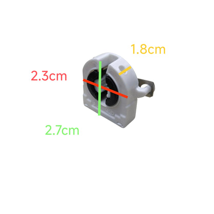 BJB fluorescent T8 snap fit holder in white, designed for secure lamp installation and easy maintenance