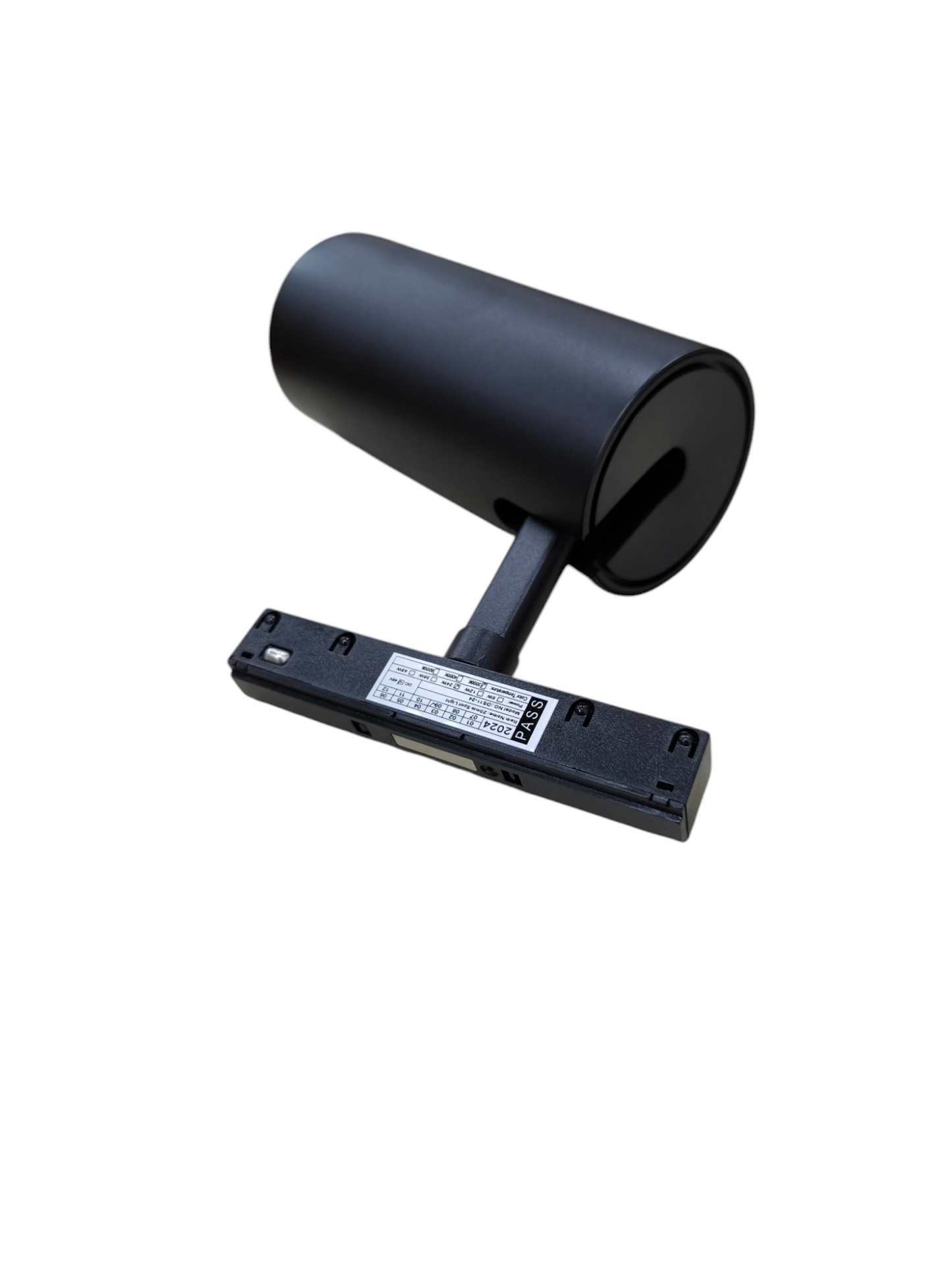 ILLUMIQ TERRA 24W 48VDC warm white track light in black cylindrical design for ceiling mounting