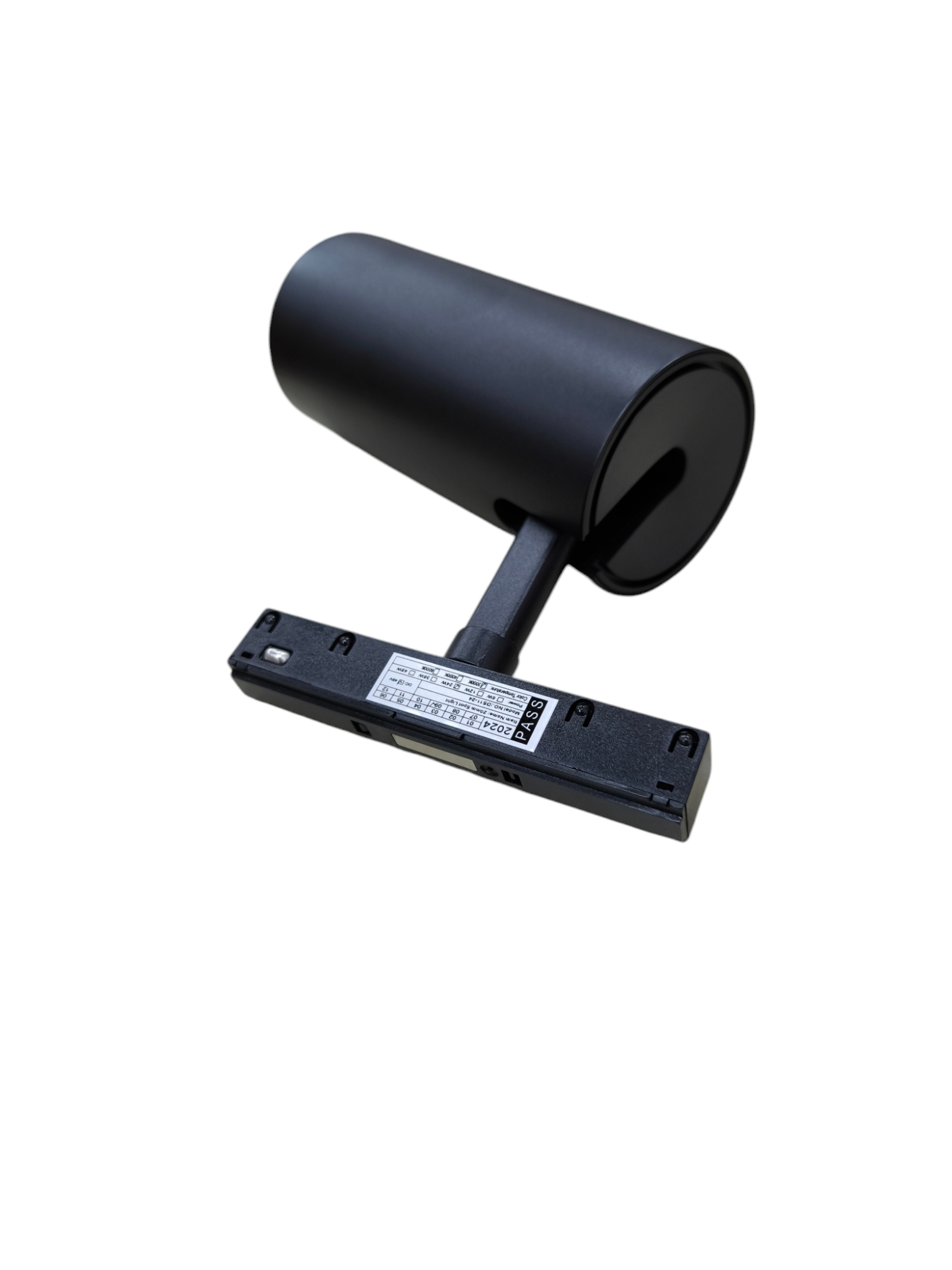 ILLUMIQ TERRA 24W 48VDC warm white track light in black cylindrical design for ceiling mounting