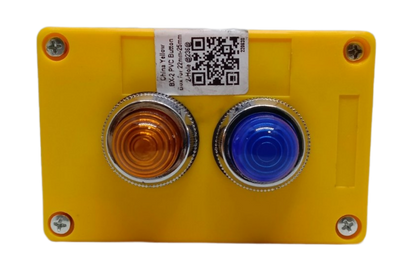 Blue and yellow pilot lamp 220V with Box featuring two indicator lights for work safety