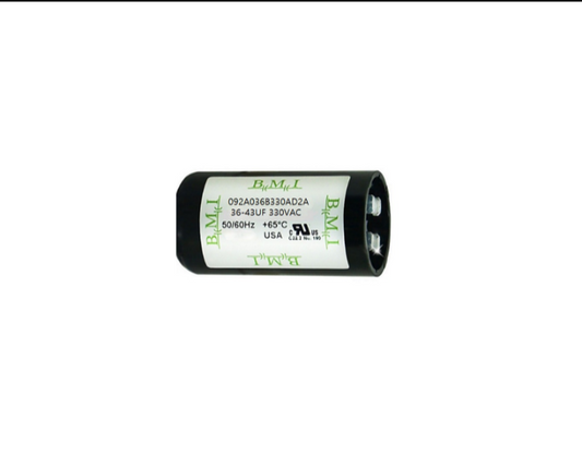 BMI capacitor 36-43MFD 330V AC for electrical applications, featuring durable construction and reliability