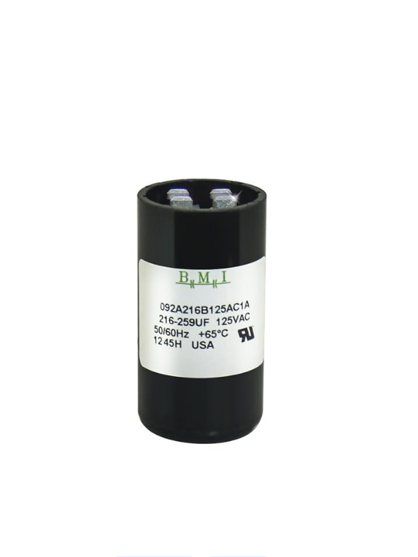 BMI Motor Capacitor 216-259uF for 125VAC applications with 50/60Hz frequency