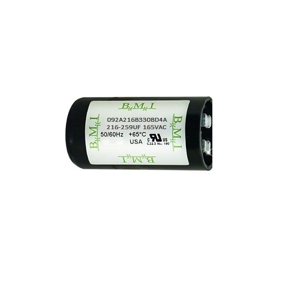 BMI Motor Capacitor 216-259uF for 165VAC applications with durable casing