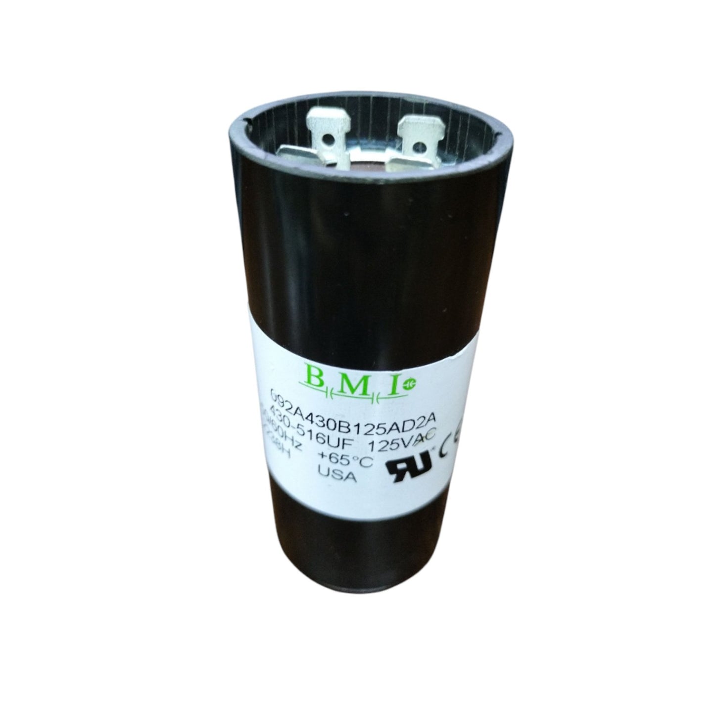 BMI motor start capacitor 125V AC 430-516UF with durable housing for reliable performance