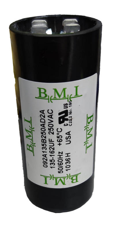 BMI motor starting capacitor 135-162 uf 250VAC electrical circuitry component with metal terminals