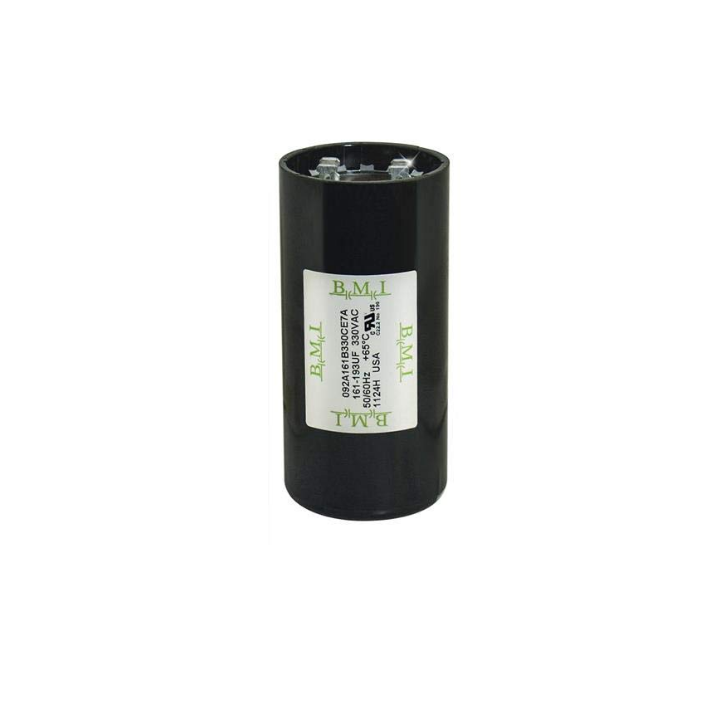 BMI motor starting capacitor 161-193 uf black cylindrical electrical component