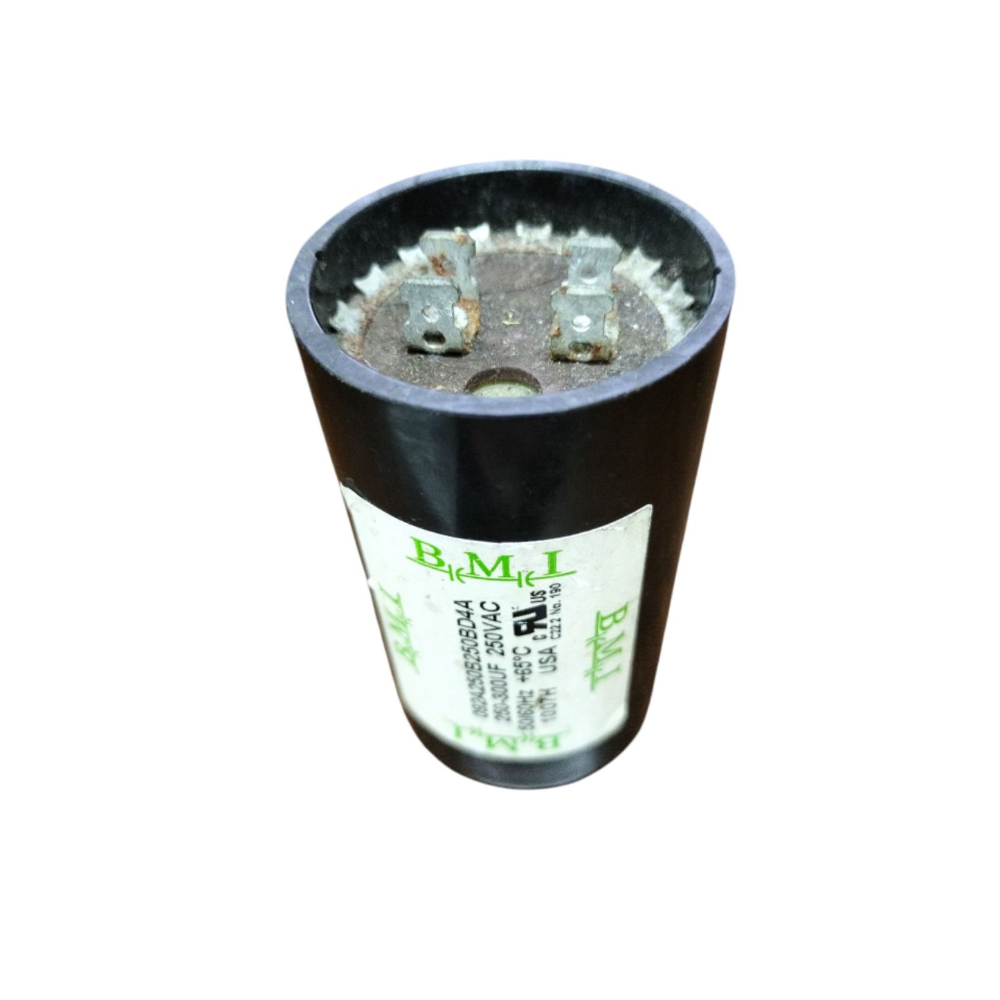 BMI 250-300uF Starting Capacitor for Electrical Circuitry and Parts with Dual Connection Terminals