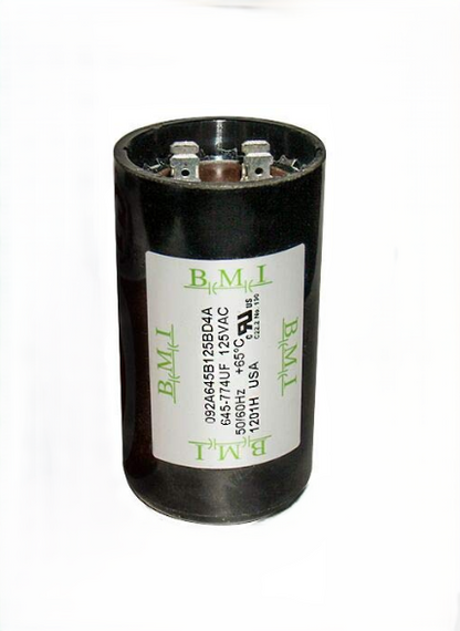 BMI 645-774 UF motor capacitor 125V black cylindrical electrical component for motor circuits