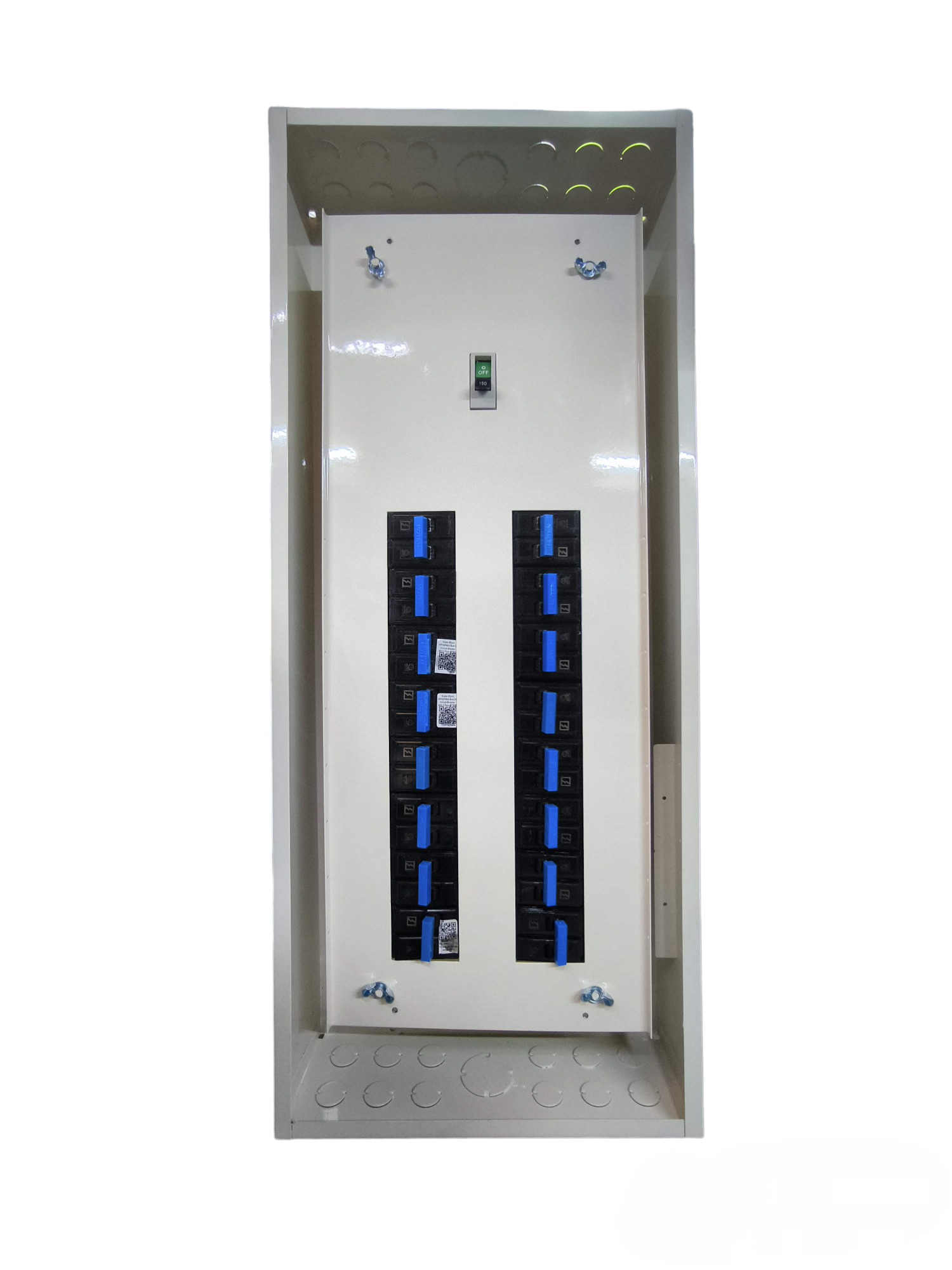 Koten Panel Board 200A 2P Main 16 Branches B-On metal enclosure with two vertical rows of breakers and single main switch