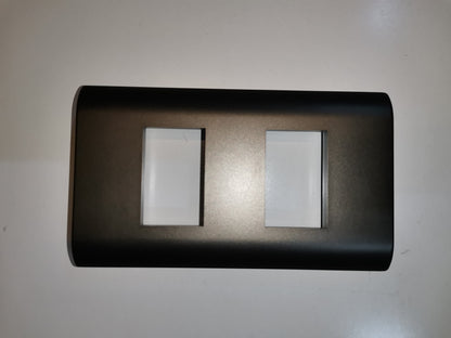 Royu 2 Gang Faceplate Dark Gray for power points switches and plugs with sleek rectangular design