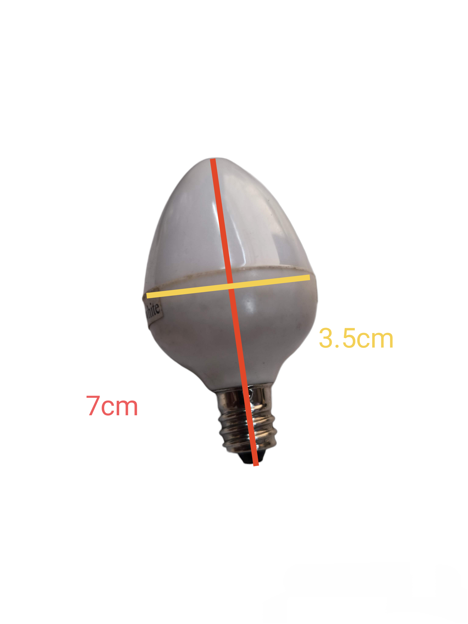 1W LED Candle Bulb 220V Warm White small frosted candle bulb with screw base showing 7cm by 3.5cm dimensions