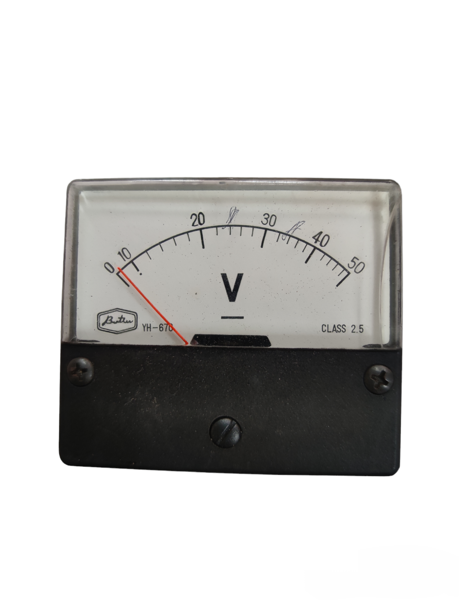 Brother Panel Meter 10V analog voltage meter with black casing and clear dial for electrical testing