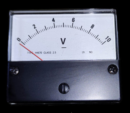 Brother Panel Meter 10V analog voltmeter with black casing and clear measurement display