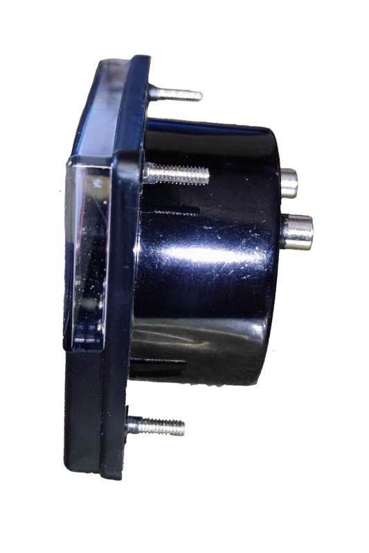 Side view of Brother Panel Meter 10V electrical trade tool with black casing and mounting screws