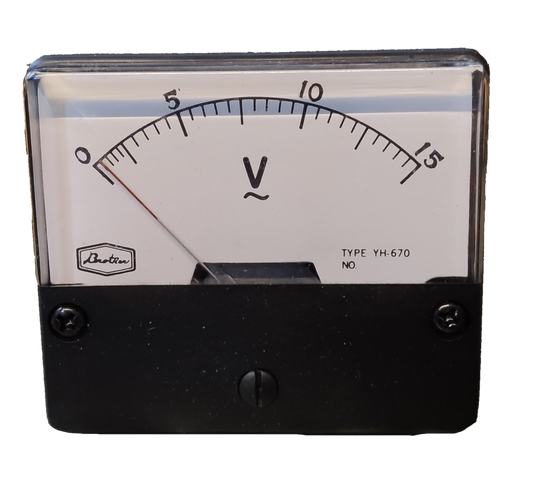 Brother Panel Meter 15V AC analog electrical tester with clear display and black casing