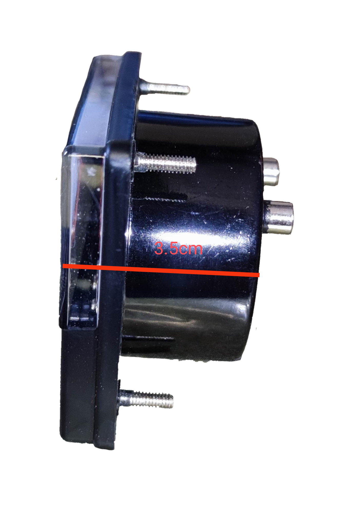Brother Panel Meter 15V AC 60 x 70 mm side view showing mounting screws and casing