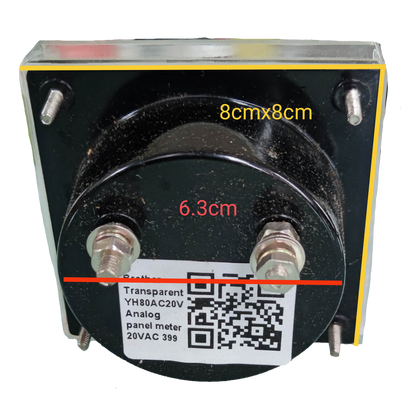 Brother Panel Meter 20V for AC and DC with black round analog display and mounting screws