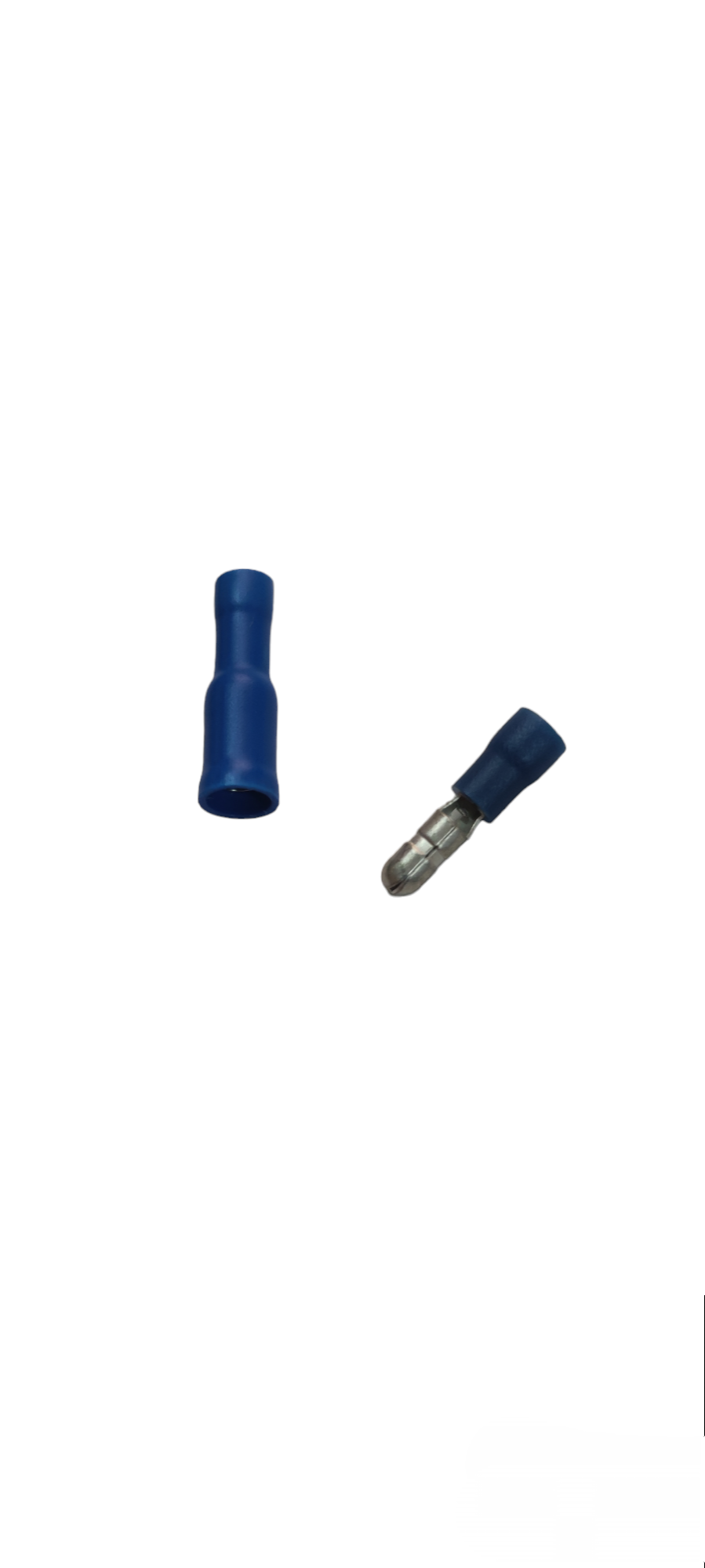 Local electrical circuitry Bullet Terminal Male and Female connectors with blue insulation sleeves