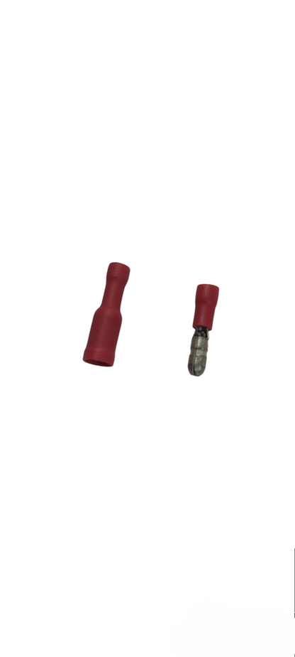 Red insulated Bullet Terminal Male and Female connectors for electrical circuitry and parts
