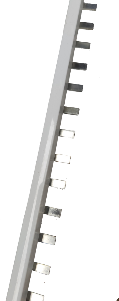 Electx Electrical Supply Bus Bar 12 Pins 2 Pole Single Phase with metal connectors on white base