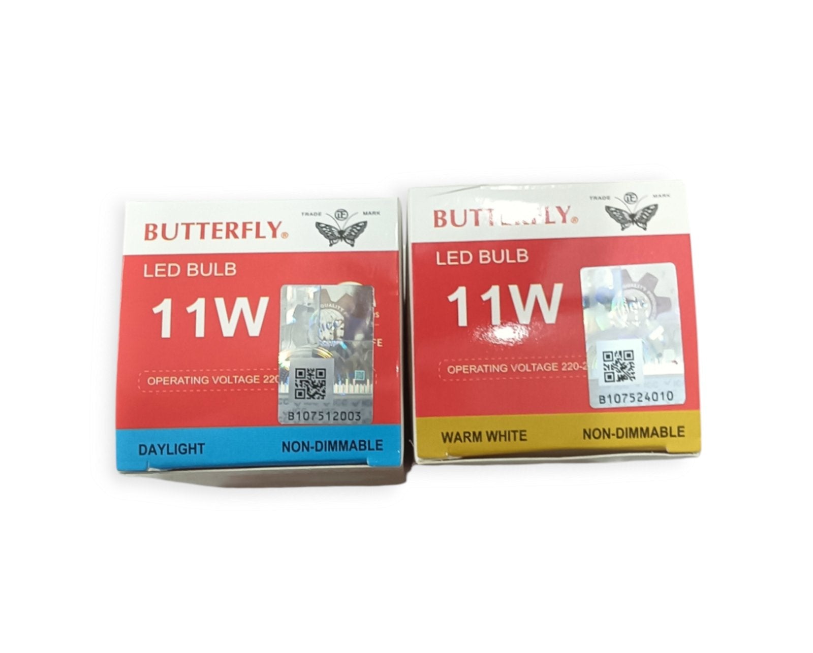 Butterfly 11W LED Bulb E27 220-240V daylight and warm white non-dimmable LED bulbs in packaging