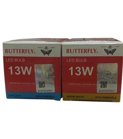 Butterfly 13W LED Bulb E27 220-240V daylight and warm white non-dimmable light bulbs in packaging