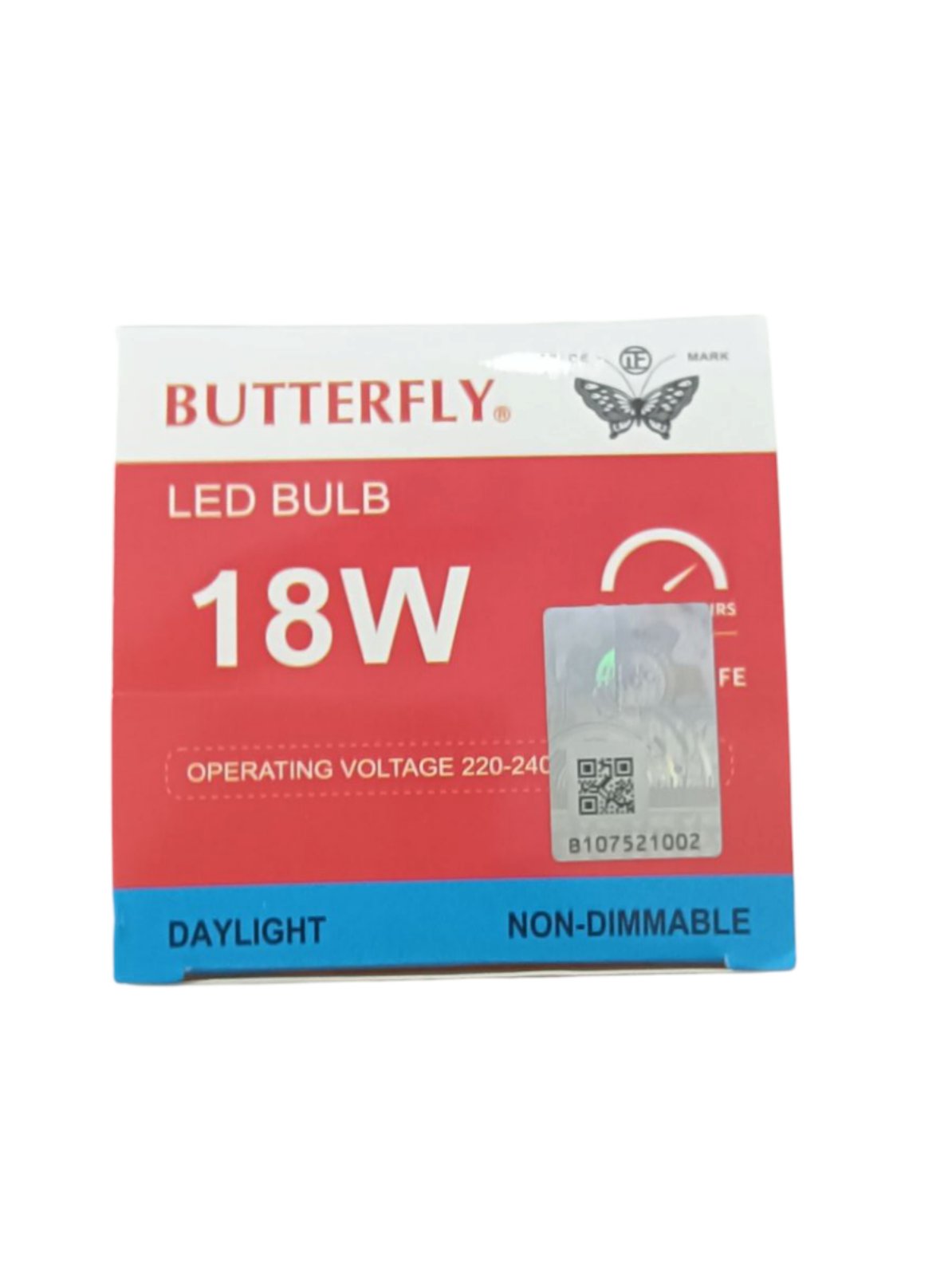 Butterfly 18W LED Bulb E27 220-240V daylight non-dimmable energy-saving light bulb packaging