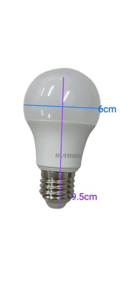 Butterfly 5W LED Bulb E27 220-240V white round bulb with 6cm diameter and 9.5cm length