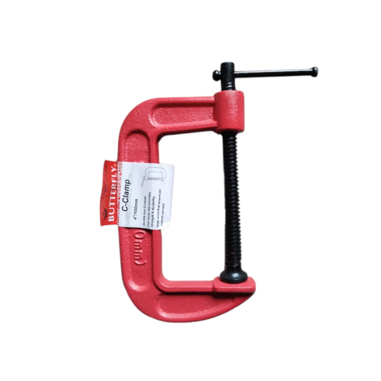 Butterfly 6 Inches C-Clamp 931 in red for secure clamping in woodworking and metalworking projects