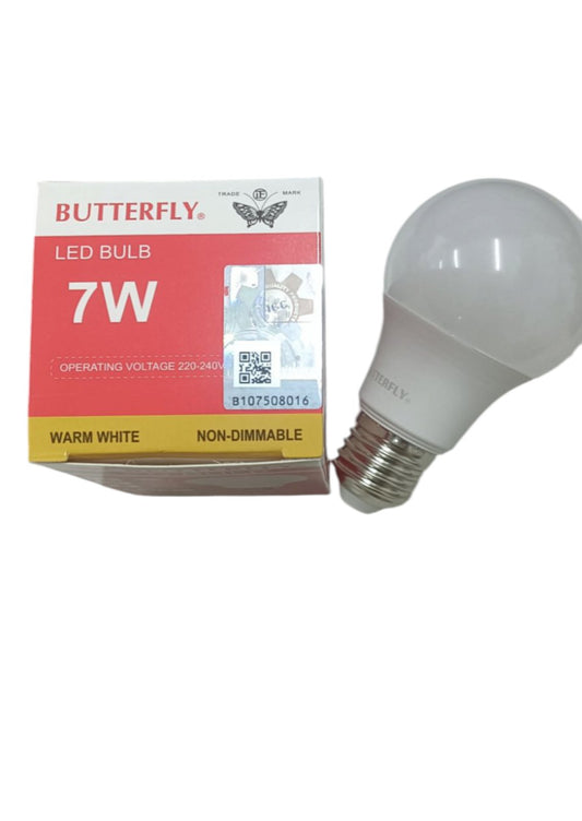 Butterfly 7W LED Bulb E27 220-240V warm white non-dimmable energy-saving light bulb with packaging