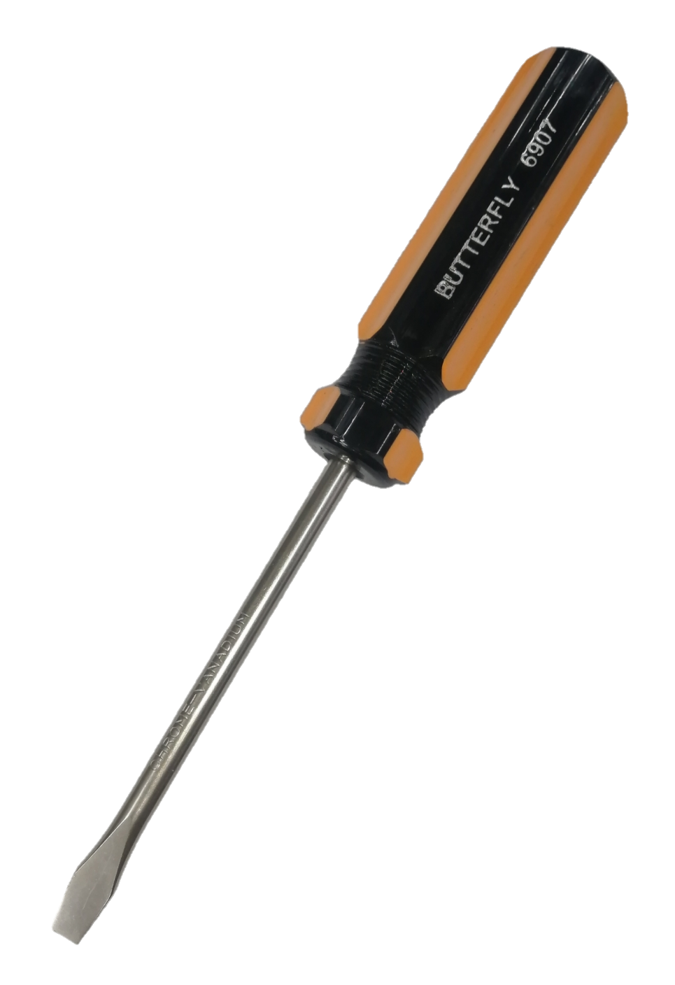 Butterfly Flat Head Screw Driver 6907 100mm with black and orange handle for precise fastening