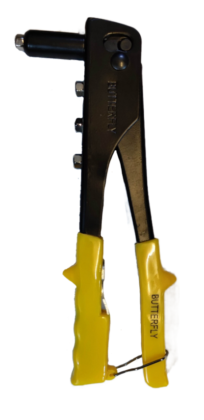 Butterfly Hand Riveter with yellow handles and black metal body for hand tool use