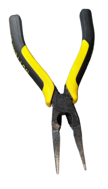 Butterfly Long Nose Plier 152mm 6 Inches with yellow and black rubber grip handles