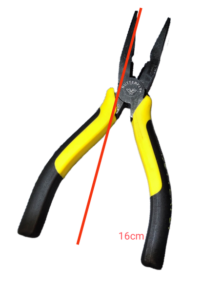 Butterfly Long Nose Plier 152mm 6 Inches with yellow and black ergonomic handles