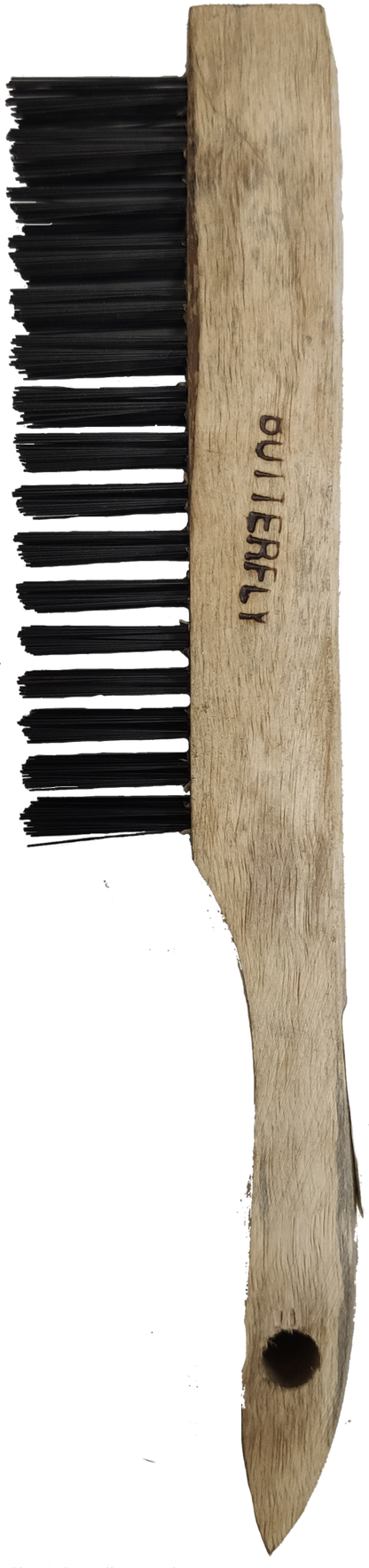 Butterfly Steel Brush with wooden handle and black bristles for durable cleaning